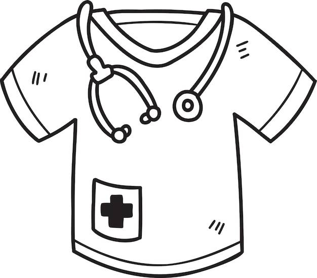 Нарисованная рукой иллюстрация рубашки униформы доктора
