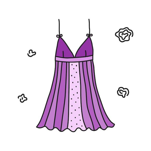 Нарисованная рукой фиолетовая женская ночная рубашка