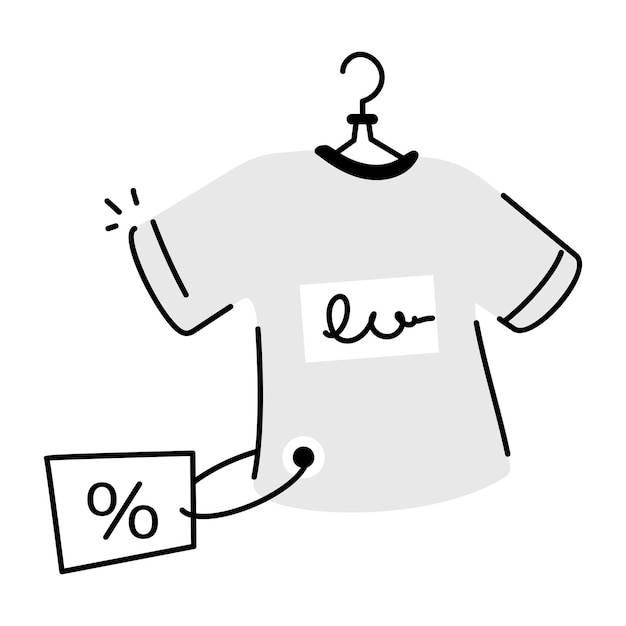 Современная иконка, нарисованная вручную, изображающая продажу рубашек
