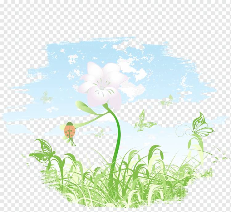 Иллюстрация, нарисованная версия голубого неба зеленая трава стрекоза, Акварельная живопись, бордюр, синий png