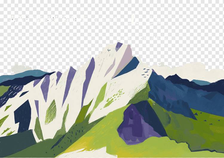 цвет горы, зеленая трава, красивые горы, нарисованная гора png