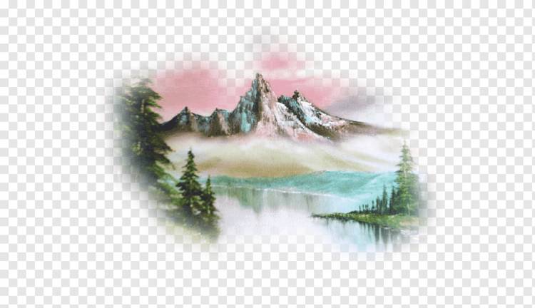 Акварельная живопись Водные ресурсы Рисунок Пейзаж, вода, трава, краска, гора png