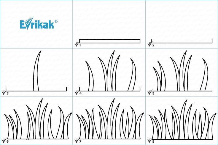 Как нарисовать стебельки травы