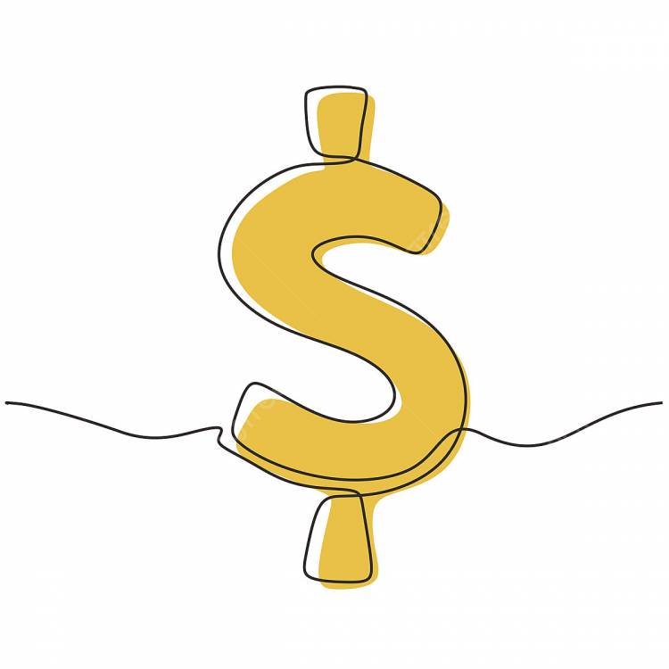рисунок непрерывный одной линии доллара с желтым цветом вектор минимализм рука нарисованные эскиз стиля PNG , рисунок крыла, рисунок куклы, рисунок доллара PNG картинки и пнг рисунок для бесплатной загрузки