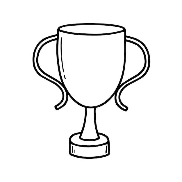 Нарисованный вручную кубок победителя и трофейная награда в стиле эскиза