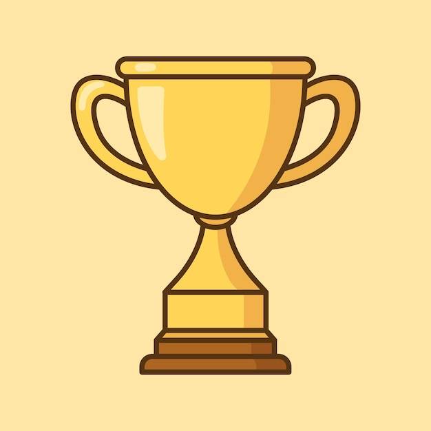 Золотой трофей мультяшный значок векторной иллюстрации кубок трофея чемпиона первого места в плоском стиле векторная плоская иконка контура