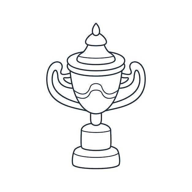 Кубок трофея чемпиона векторных каракулей победителя, нарисованный вручную, кубок трофея в стиле линии эскиза