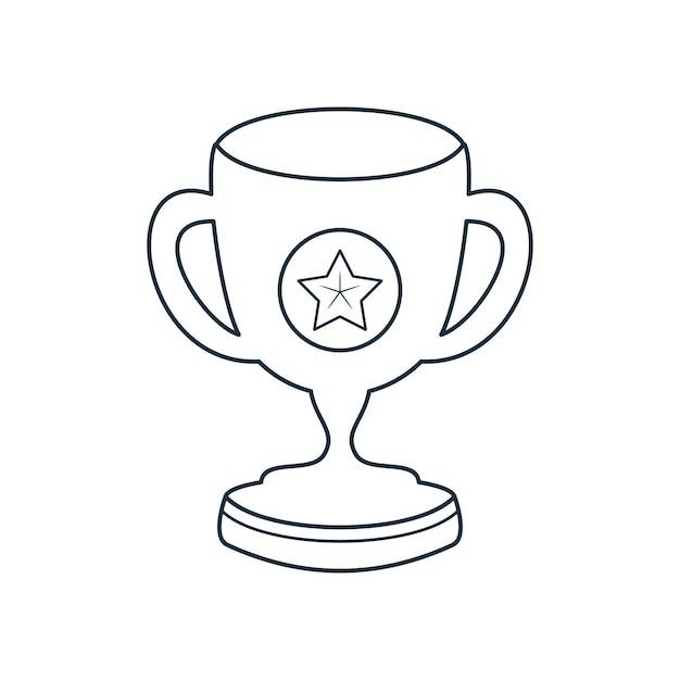 Кубок трофея чемпиона векторных каракулей победителя, нарисованный вручную, кубок трофея в стиле линии эскиза