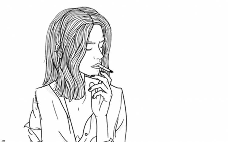 Рисунки для срисовки девушка с сигаретой 