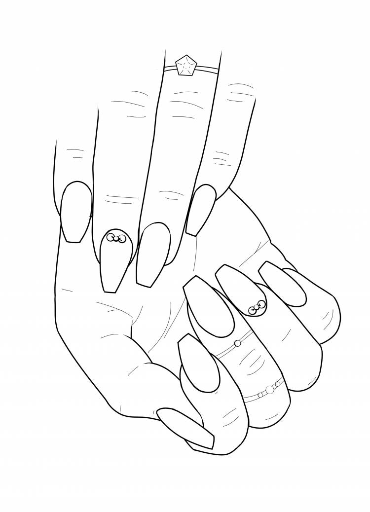Рука с ногтями для срисовки 