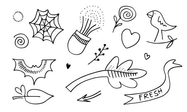 Нарисованные от руки милые каракули на белом фоне элементы дизайна каракуликаракули дети