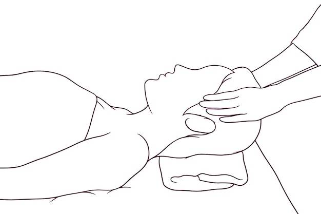 Женщина получает расслабляющий массаж головы, нарисованный вручную векторной иллюстрацией