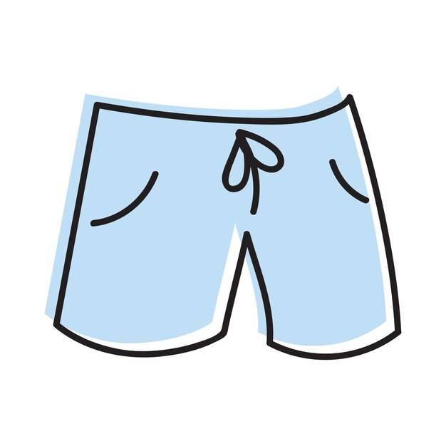 Спортивные шорты doodle в векторе нарисованные вручную мужские плавки в векторе пляжная одежда doodle в векторе