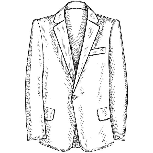 Векторный изолированный эскиз мужской куртки ручной работы