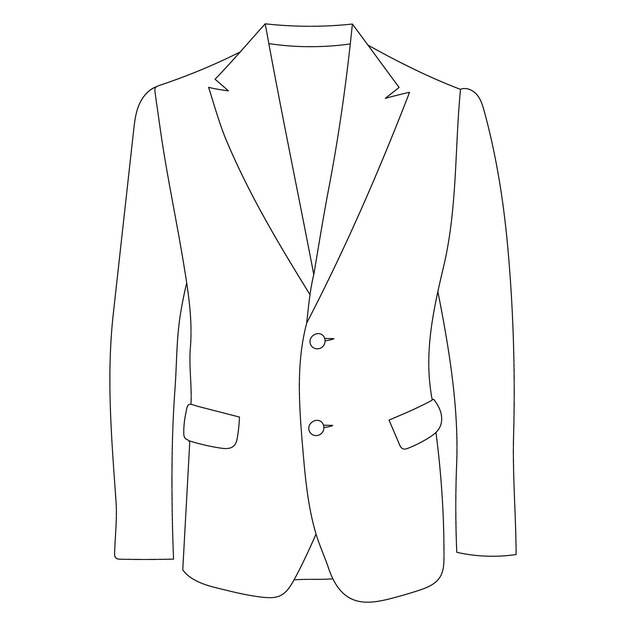 Вектор, изолированный, мужская куртка, эскиз