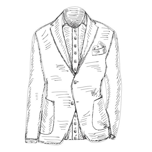 Векторный изолированный эскиз мужской куртки ручной работы