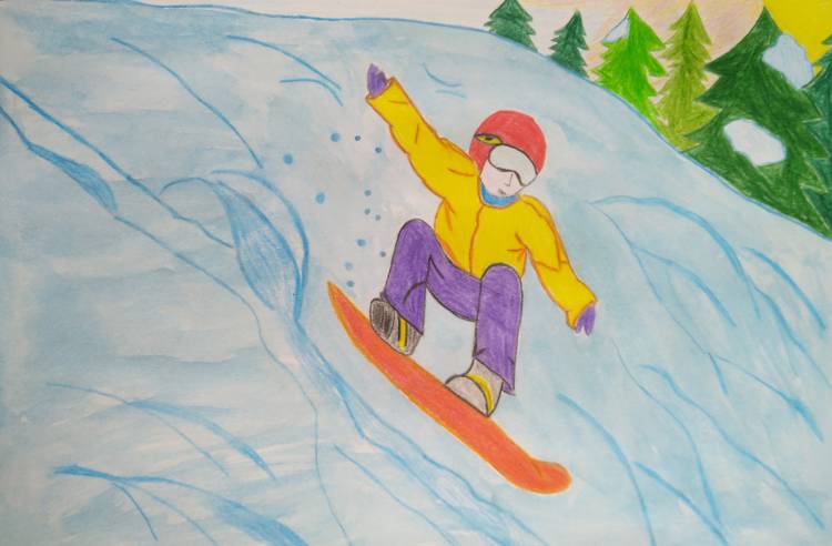 Детские рисунки на тему зимний спорт