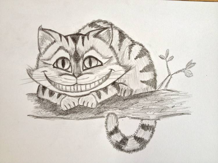 Чеширский кот поэтапное рисование