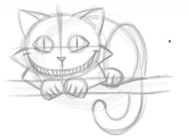 Рисуем Чеширского кота карандашом