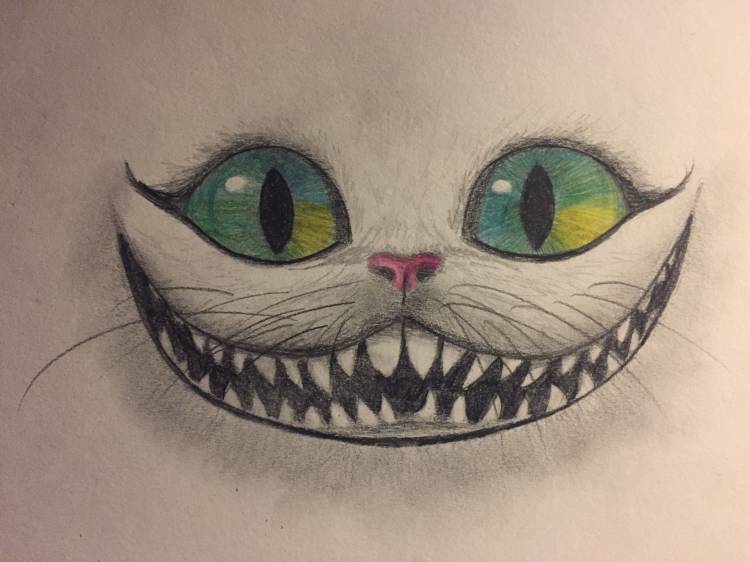 Чеширский кот рисунок для срисовки