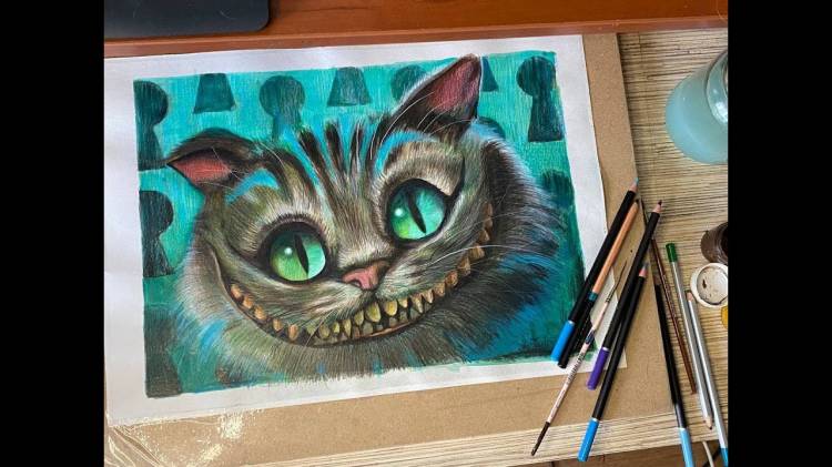How to draw a Cheshire cat from the movie Alice in Wonderland