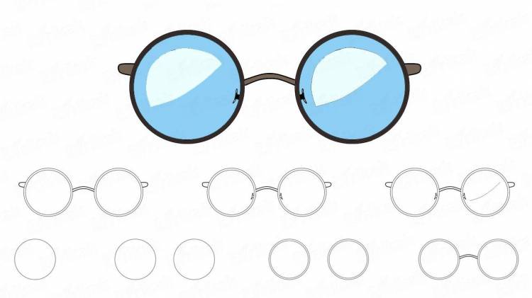 Как поэтапно рисовать круглые очки