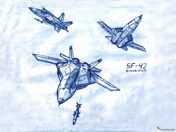 Как нарисовать самолет истребитель » Как нарисовать поэтапно