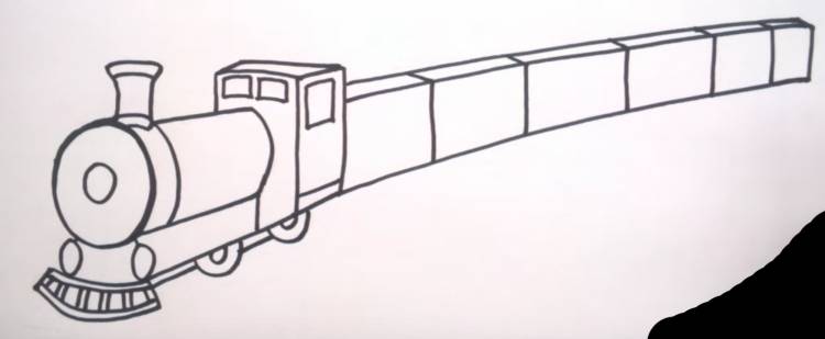 Поэтапное рисование поезда для детей
