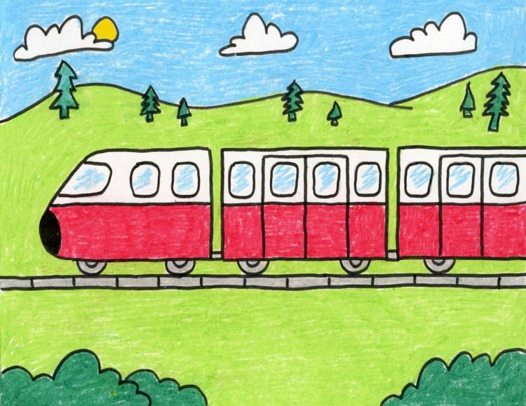Рисунок поезда поэтапно