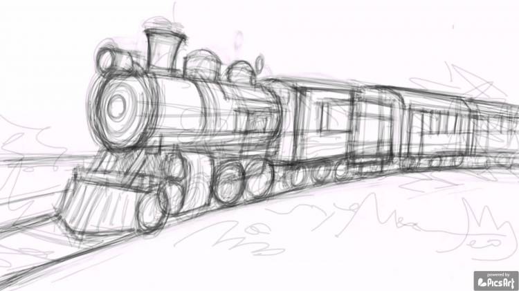 Рисунки поезда карандашом легкие
