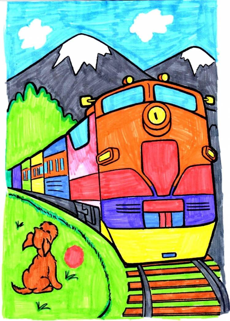 Рисунок поезд для детей