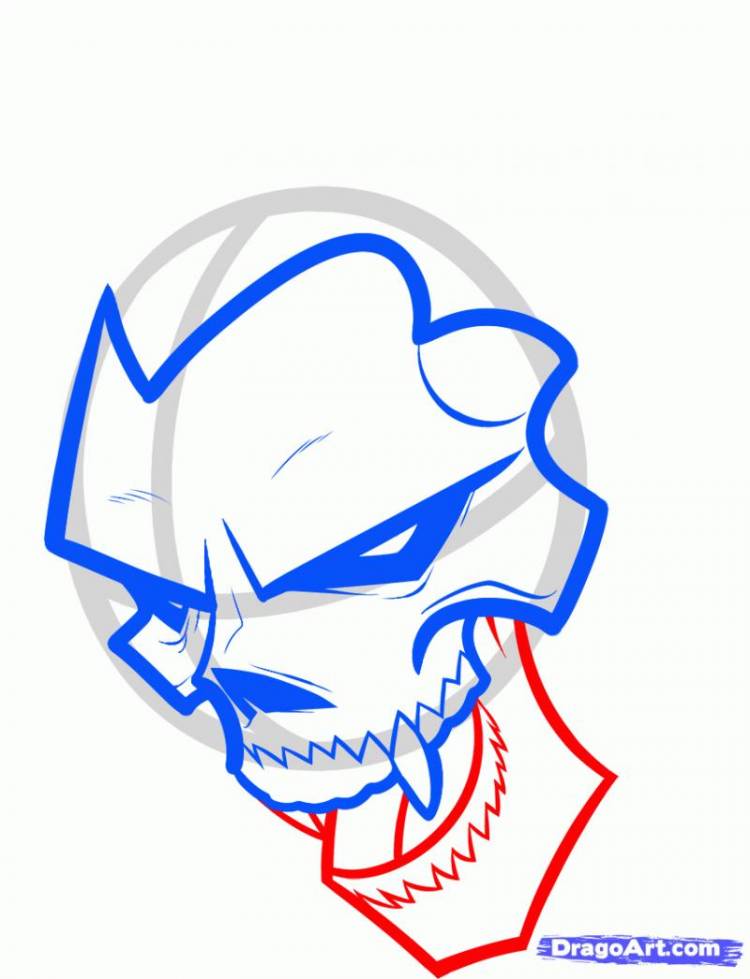 Как нарисовать череп вампира карандашом поэтапно