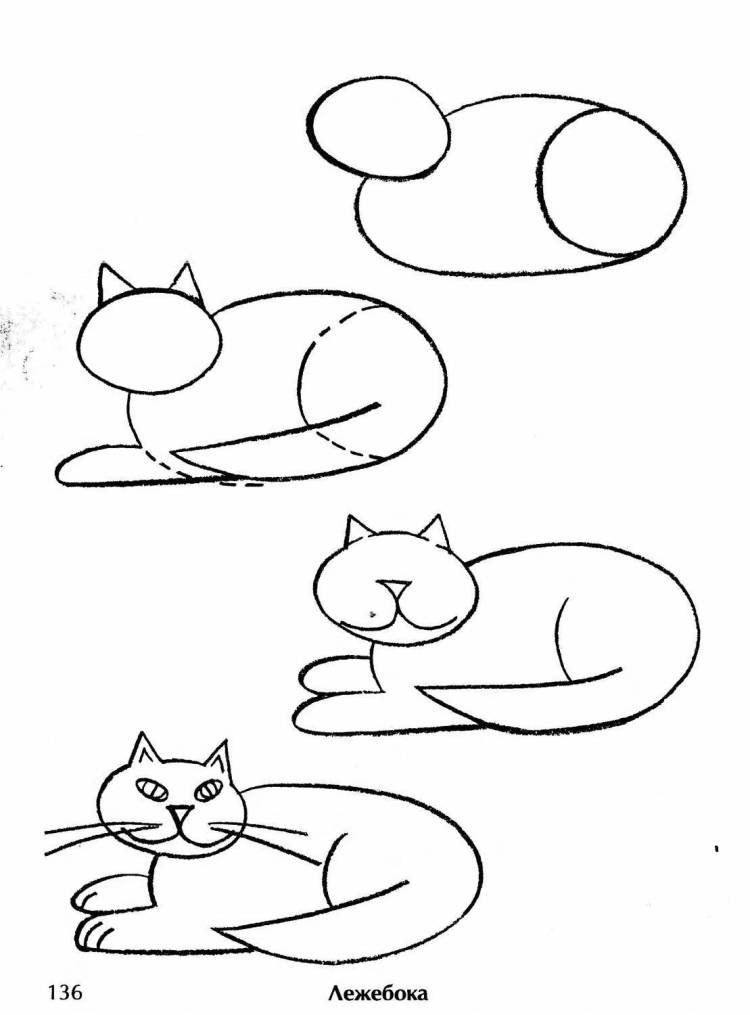 Рисунок кошка поэтапно