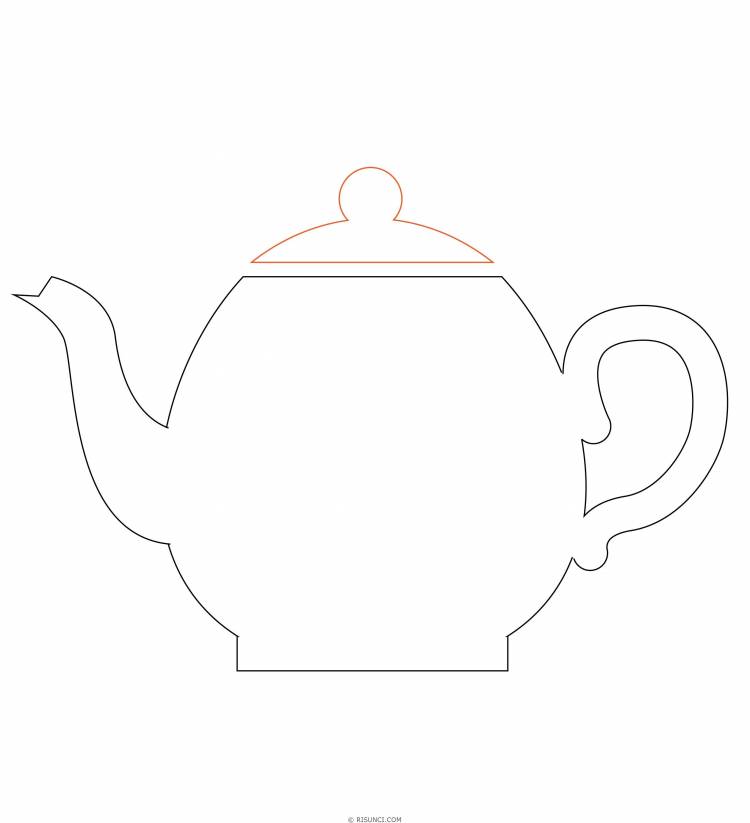Поэтапное рисование чайника и чашки