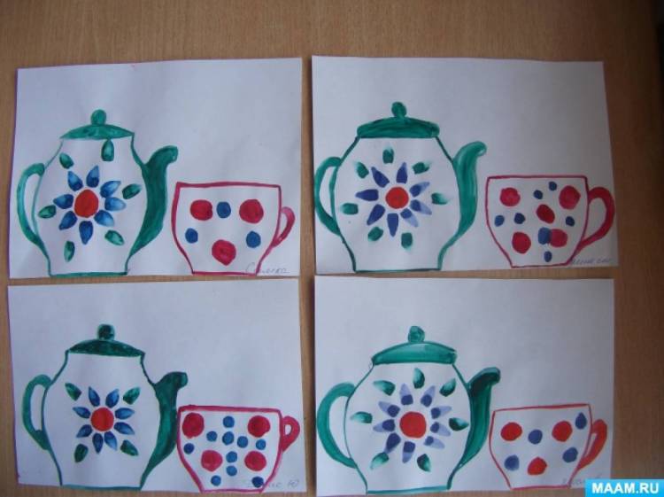 Конспект НОД по рисованию в старшей группе «Чайная посуда» 