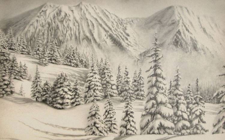 Снег рисунок карандашом