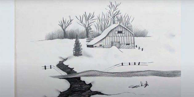 способов нарисовать красивую снежную зиму