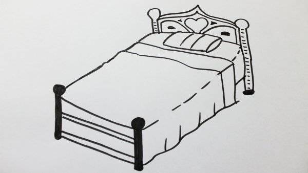 Кровать рисунок карандашом 