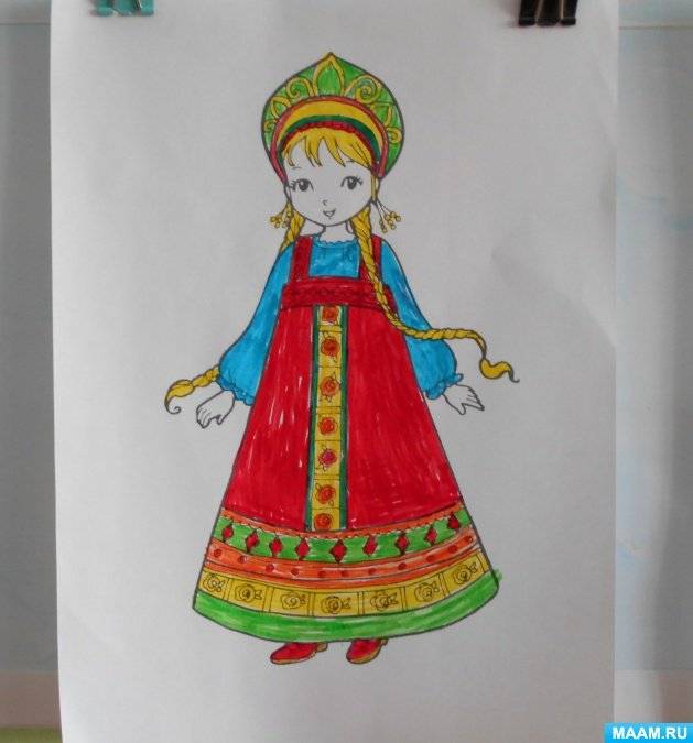Русский народный костюм рисунки детские рисунки 
