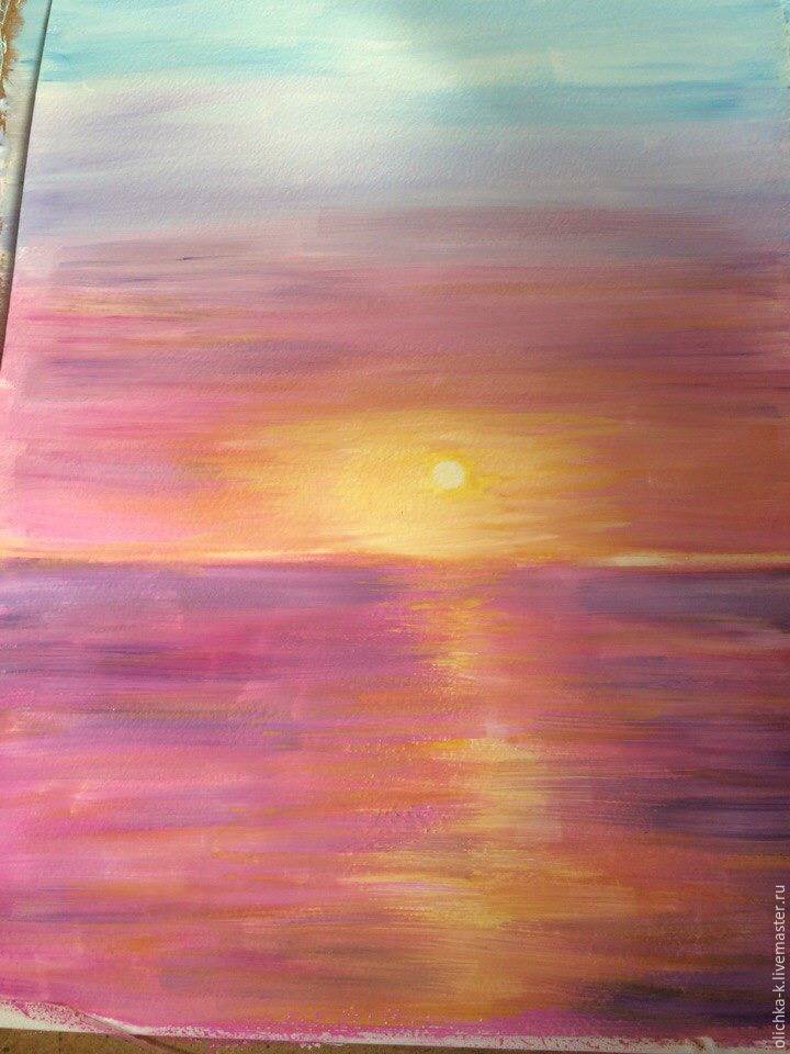 Как нарисовать закат на море гуашью