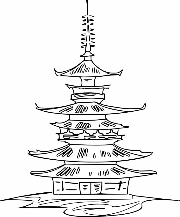 Японская пагода поэтапное рисование