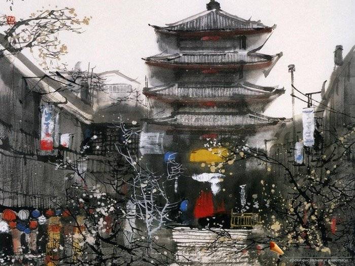Лирические акварельные пейзажи Лю Маошана (Liu Maoshan) » Как нарисовать поэтапно