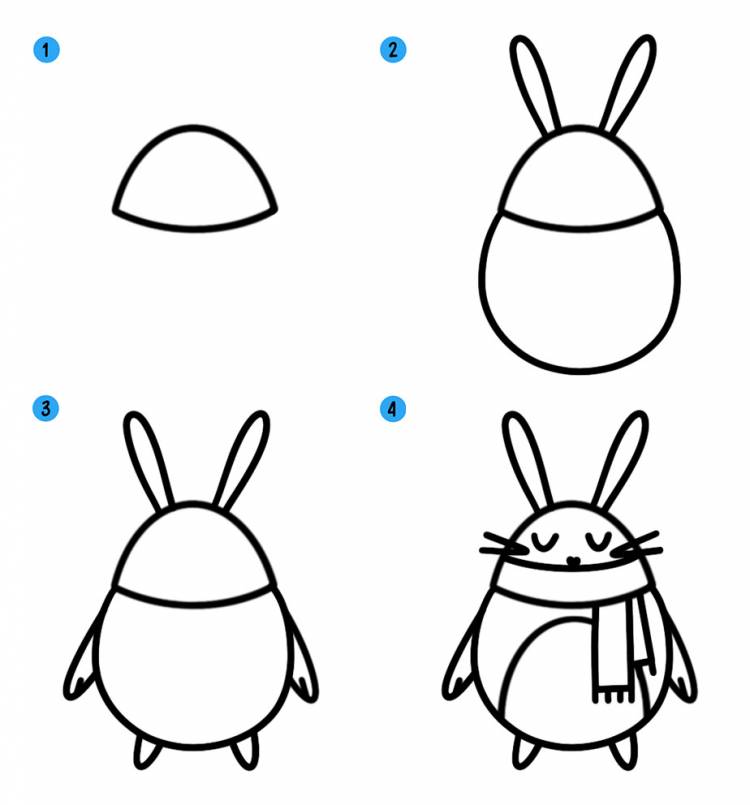 Как нарисовать зайца для детей » рисуем зайчика легко и просто карандашом и красками