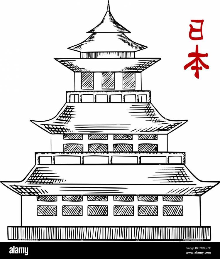 Рисунок японский храм