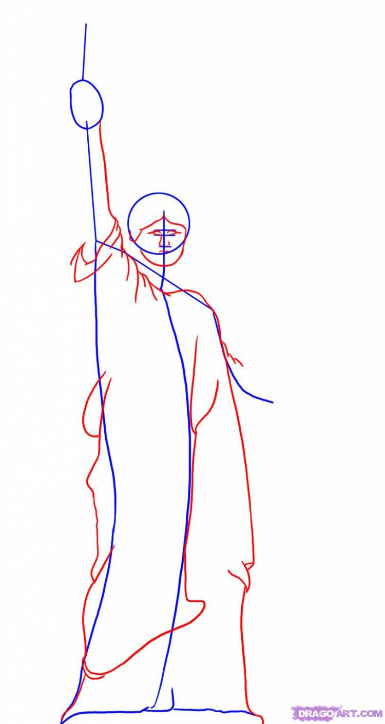Как нарисовать Статую Свободы на бумаге карандашом поэтапно