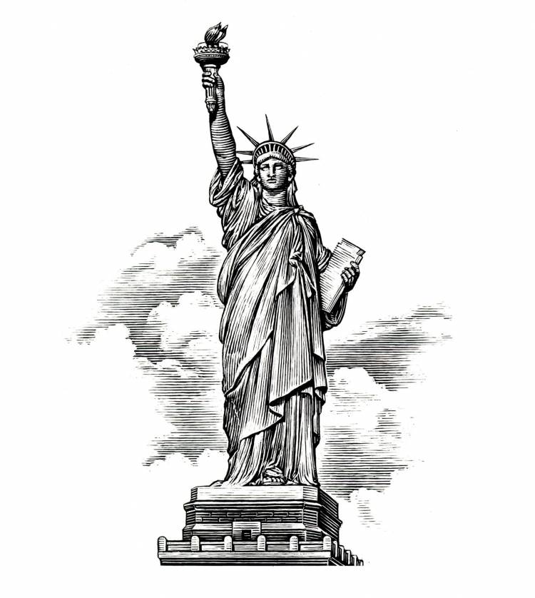 Статуя свободы рисунок карандашом