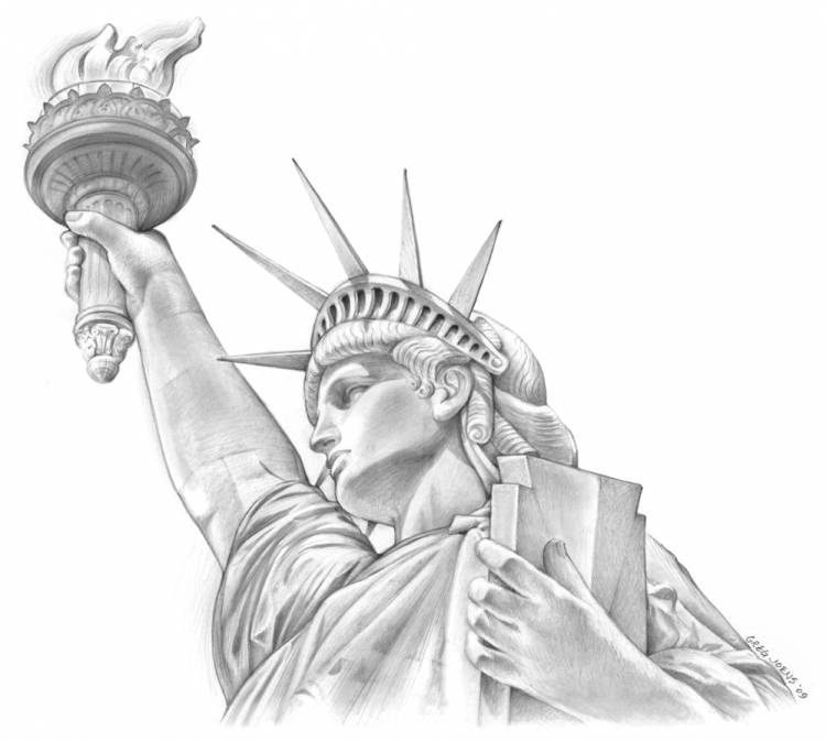 Статуя свободы рисунок карандашом 