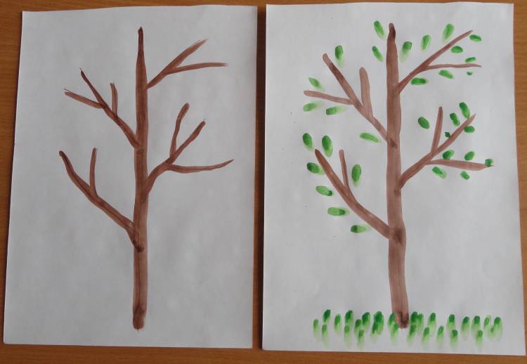 Поэтапное рисование деревьев для дошкольников