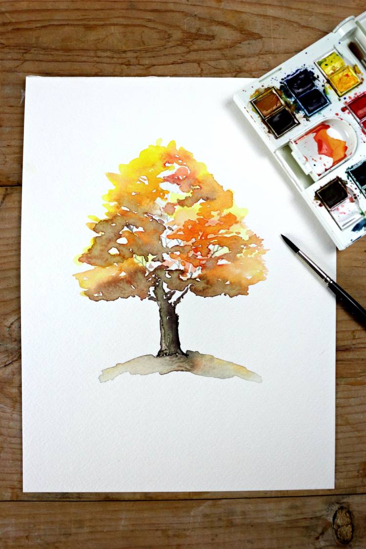 Поэтапное рисование осеннего дерева