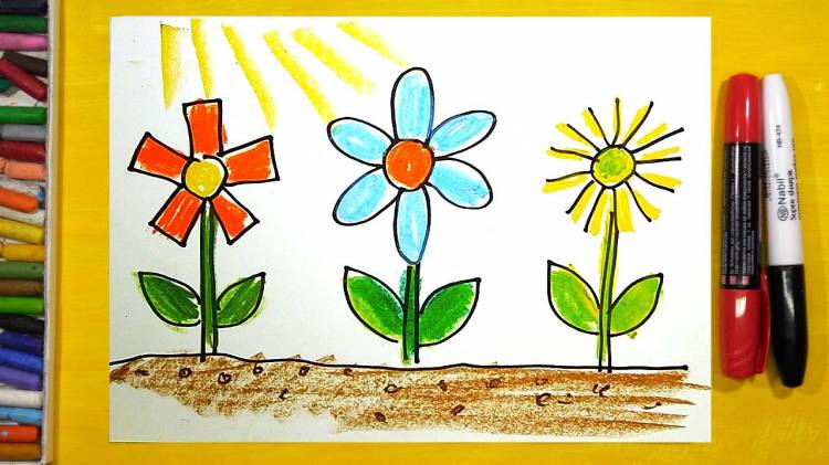 Как нарисовать Цветы, Урок рисования для детей от
